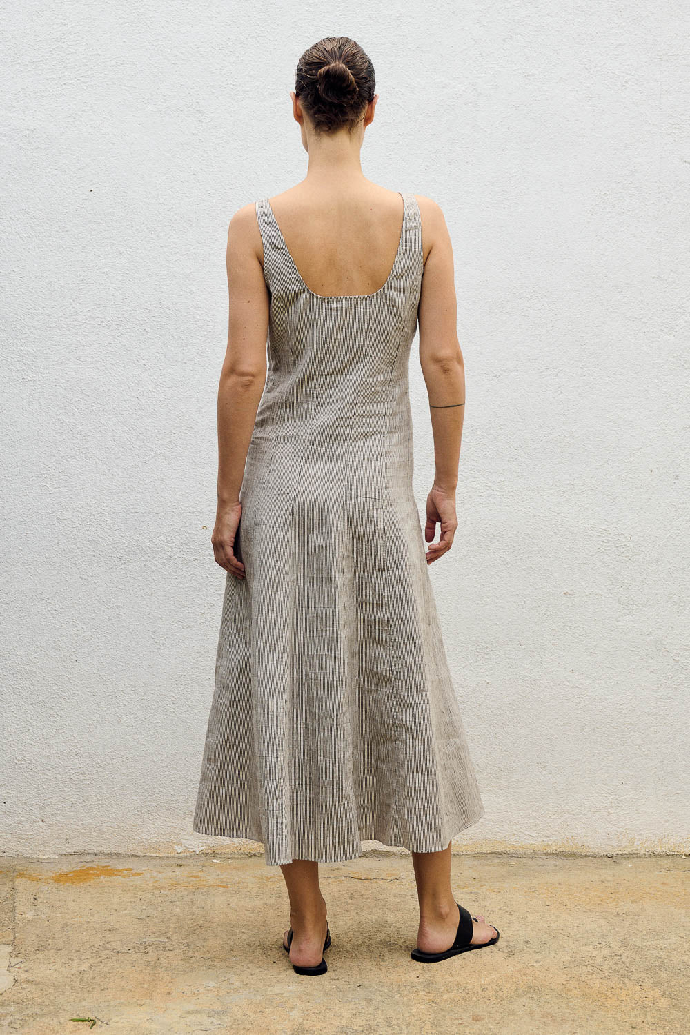 Vestido midi micro-listado