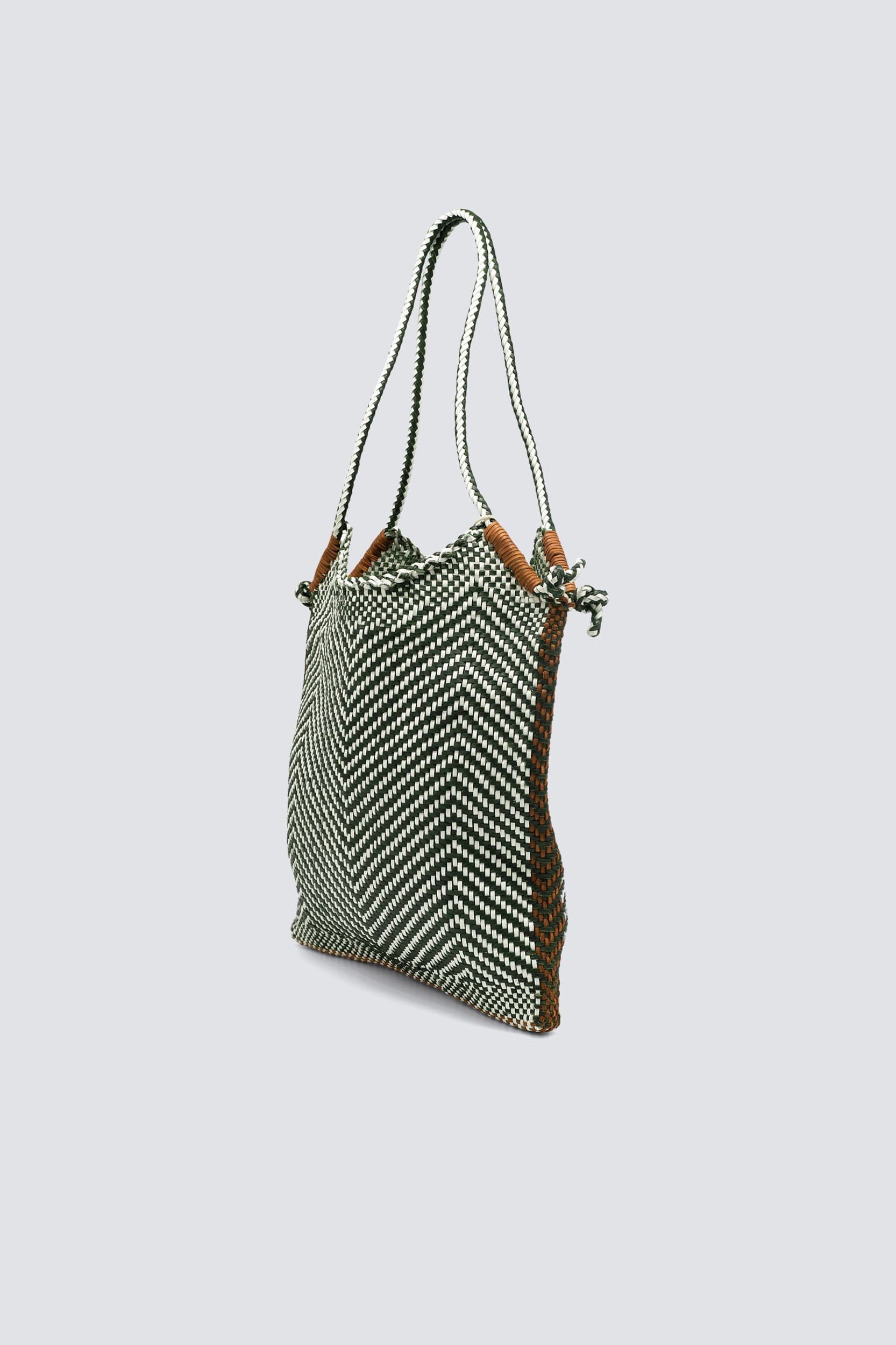 MINGA TOTE WHITE / FOREST GREEN / TAN