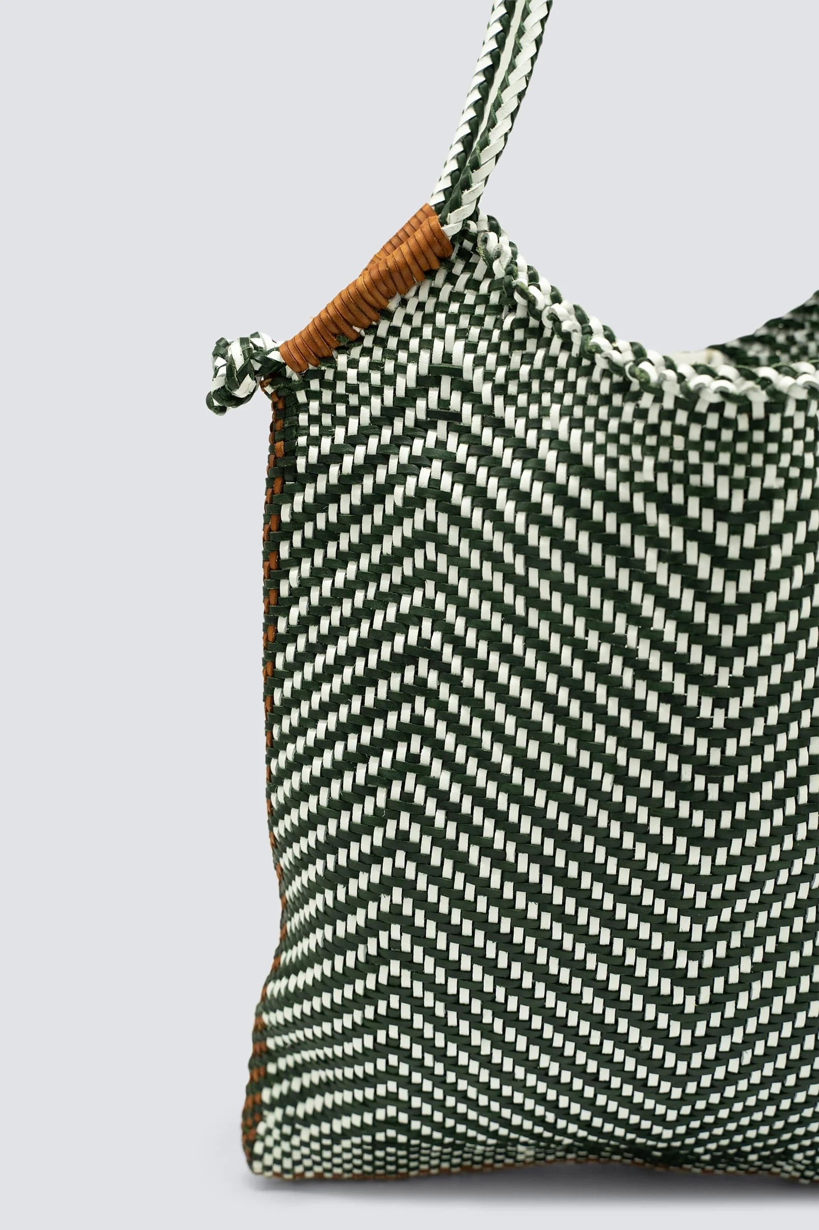 MINGA TOTE WHITE / FOREST GREEN / TAN