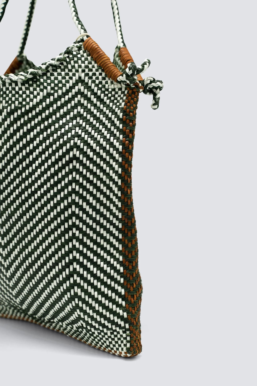 MINGA TOTE WHITE / FOREST GREEN / TAN
