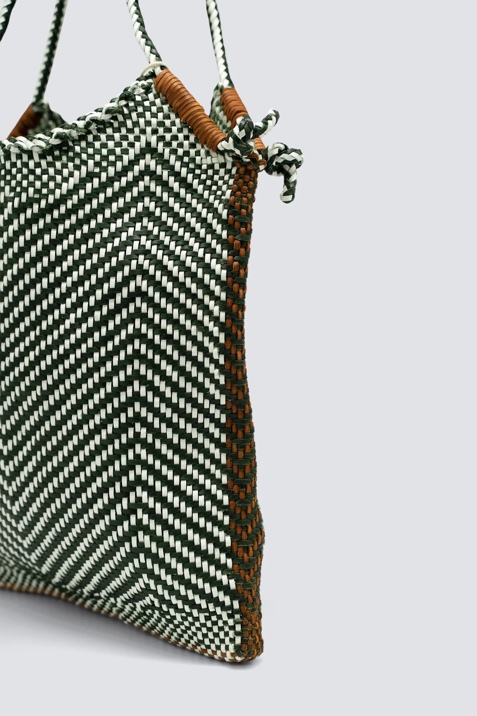MINGA TOTE WHITE / FOREST GREEN / TAN
