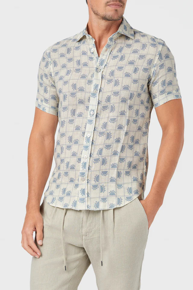MR SHORT SLEEVE PRINTED SUNNY BLUE