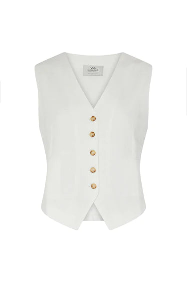 MRS SIENNA VEST LINEN OFF WHITE
